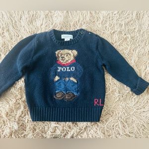 Polo Ralph Lauren Kids Polo bear  Sweater Size 12 months Cotton Blue Monogram